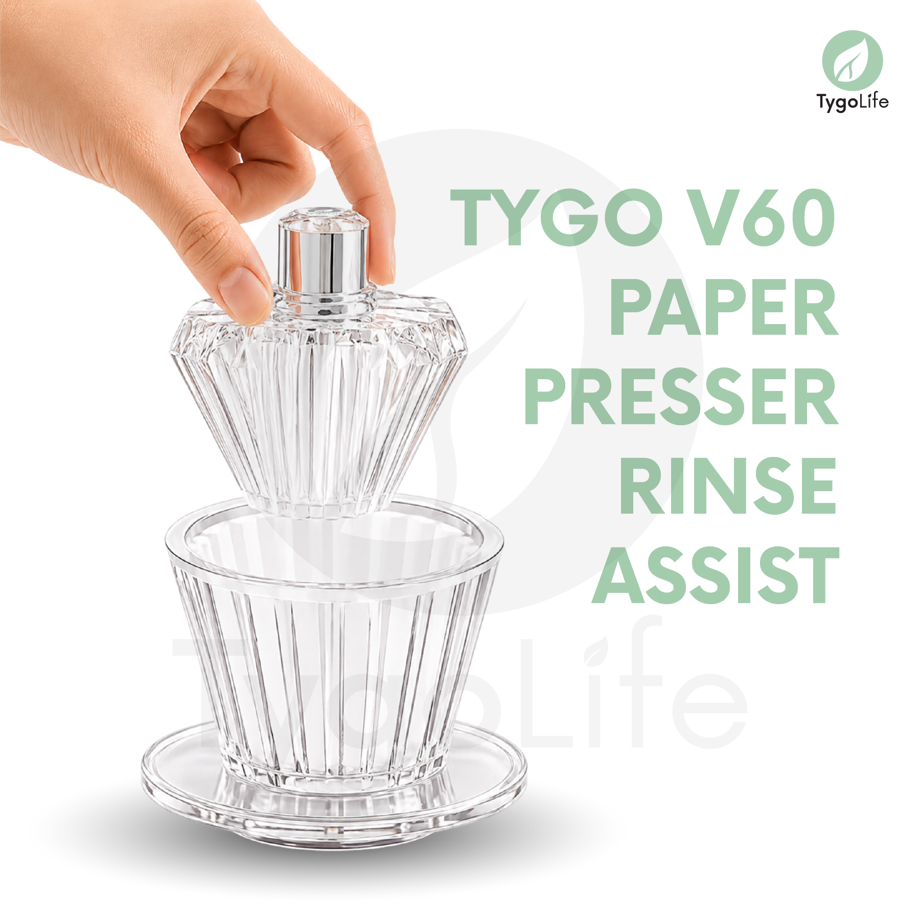 TYGO V60 PAPER PRESSER RINSE ASSIST AKRILIK PENEKAN KERTAS SARING KOPI NEGOTIATOR ASSISTANT PAPER KALITA WAVE ORIGAMI CONICAL V60 DRIPPER FOOD GRADE