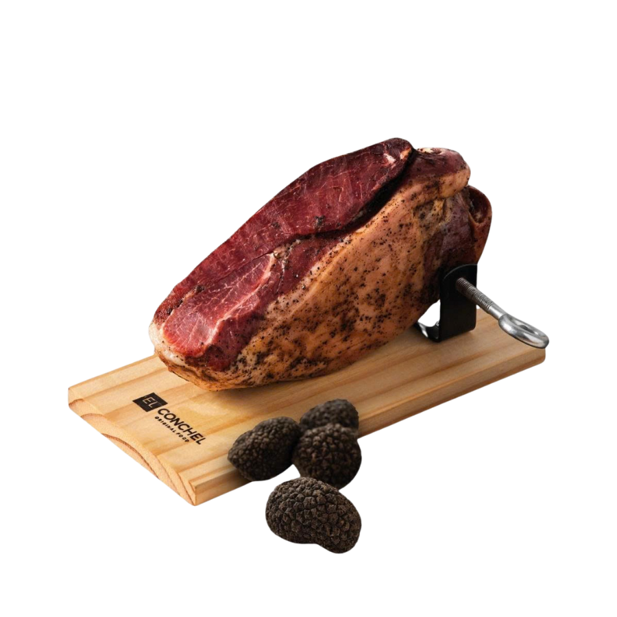 Đùi heo muối Mini Duroc Grand Reserva vị nấm Truffle El Conchel 925g - nhập khẩu Tây Ban Nha