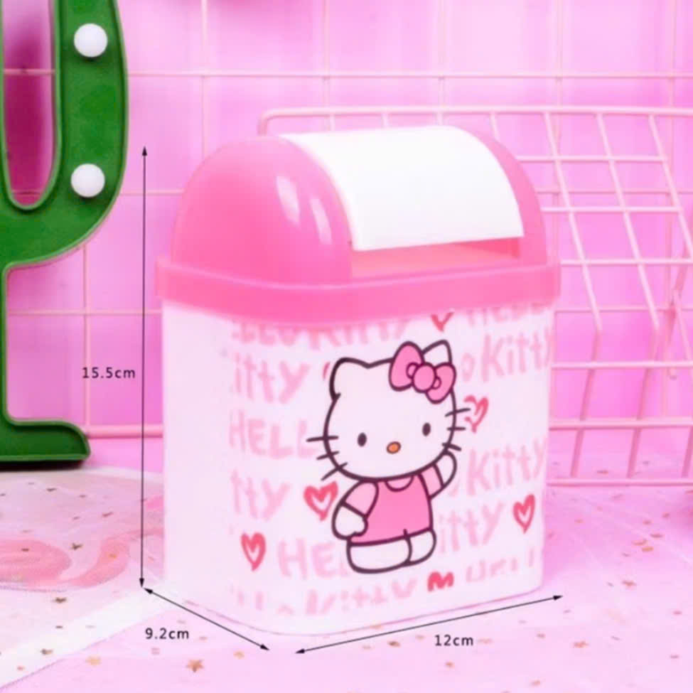 THÙNG RÁC MINI HELLO KITTY NẮP LẬT TIỆN LỢI – NHỎ GỌN, DỄ THƯƠNG, GIỮ BÀN LUÔN SẠCH SẼ GỌN GÀNG