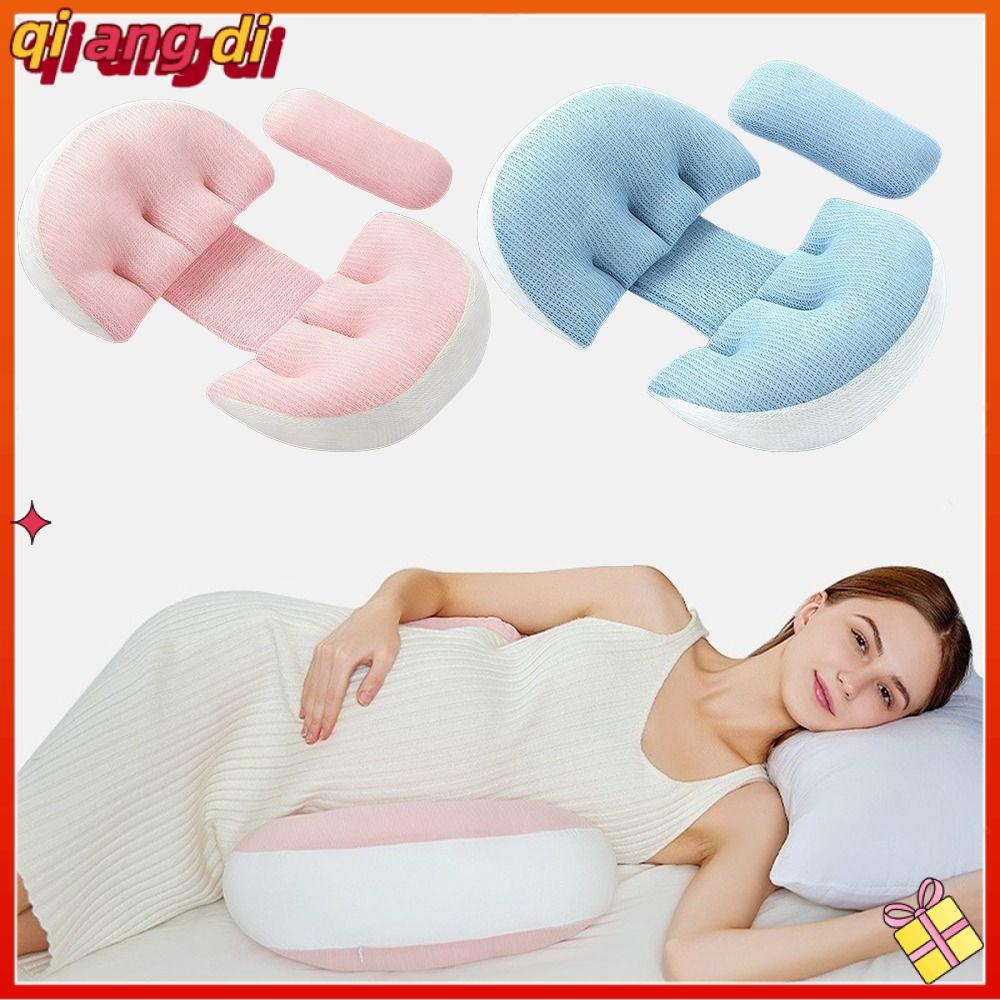 QIANGDI Hình chữ U Gối cho phụ nữ mang thai Hỗ trợ bụng Có thể điều chỉnh Gối bảo vệ thắt lưng Đa chức năng Gối nằm nghiêng