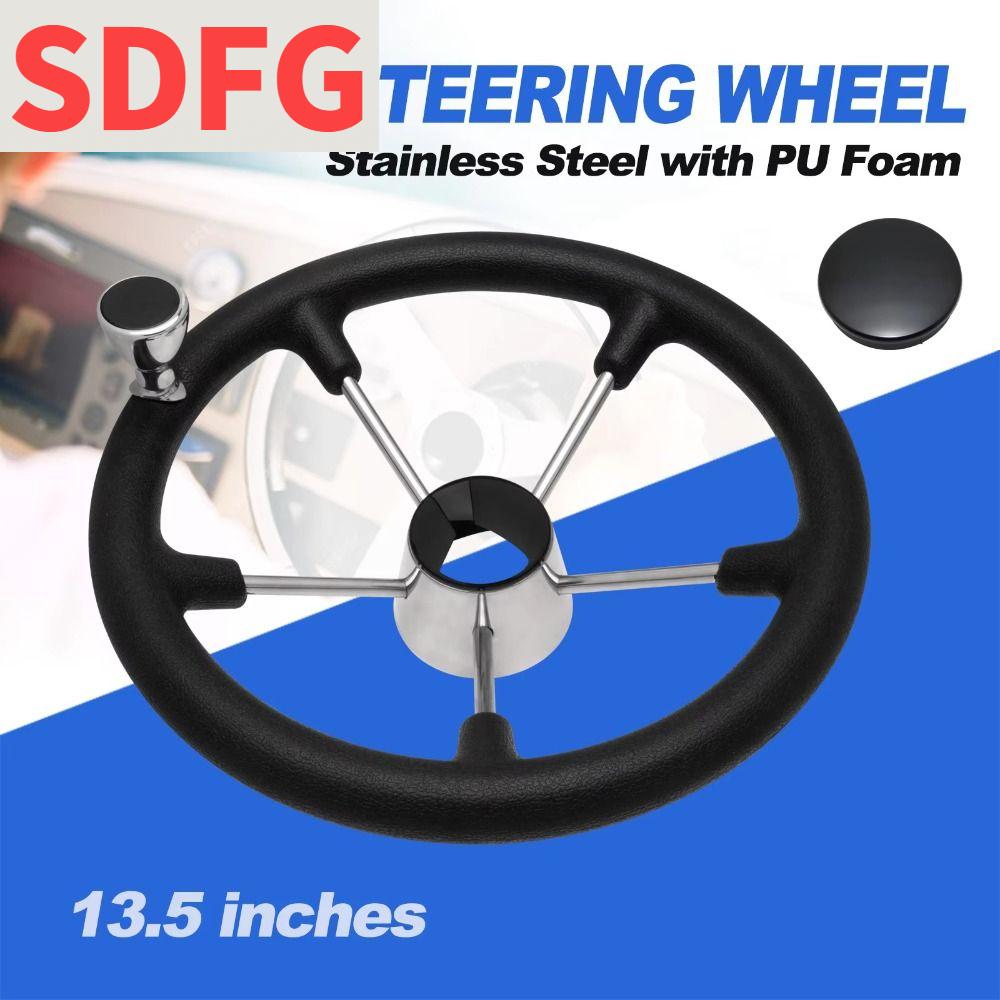 SDFG สแตนเลสสตีล พวงมาลัยเรือเดินทะเล ด้ามจับโฟมสีดำ แบบไม่มีทิศทาง 3 ซี่ล้อ พวงมาลัย พร้อมปุ่มปรับ พวงมาลัยเรือพิฆาต การใช้งานทางทะเล ราคา 3,387 บาท*ส่งฟรี