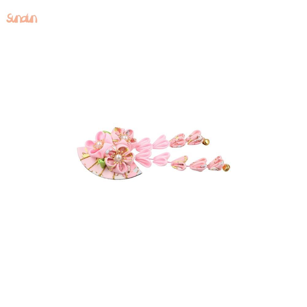 SUNDUN Hoa Kẹp tóc quạt tua rua Tua rua Sakura Mũ kimono nhật bản Đơn giản Vải Trẻ em
