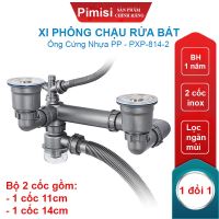 Xi Phông Xả Thải Bồn Rửa Chén Bát 2 Hố Phi 110140 Pimisi PXP-814-2 Nhựa Cứng Cao Cấp Có Thoát Tràn | Chính Hãng