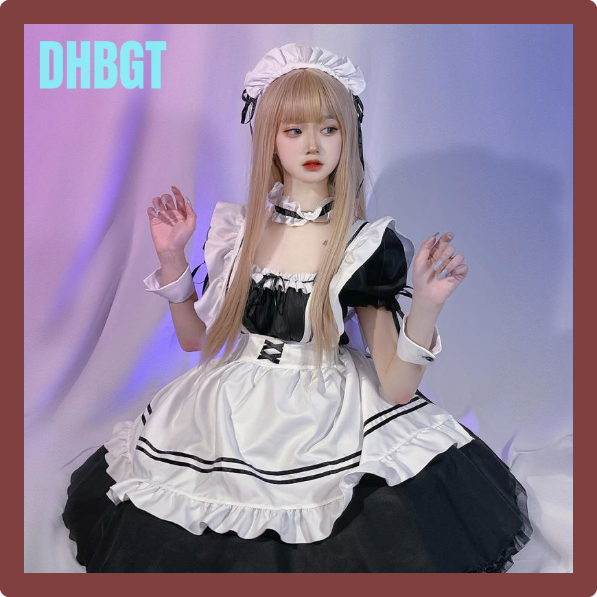 Dhbgt Maid kostüme Schwarz weiß trang phục hầu gái Anime Cosplay sexy Gothic lolitamiad kleid Kawaii phí đồng phục cộng với größe dessous kleidung gwrge
