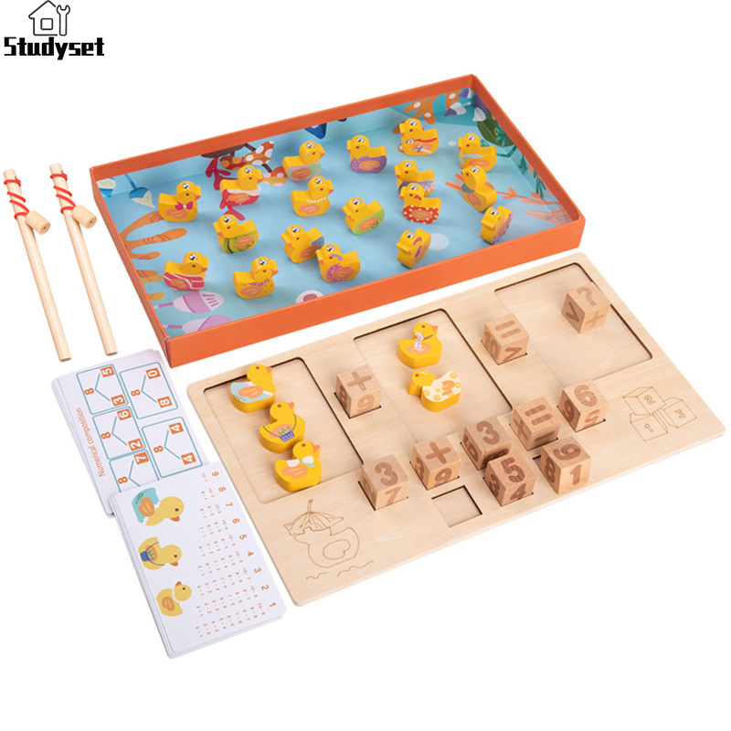 Studyset Kids Counting Ducks Toy Magnetic Duckling Fishing Game Wooden Number Blocks Math Games For Boys Girls ราคา 432 บาท*ส่งฟรี