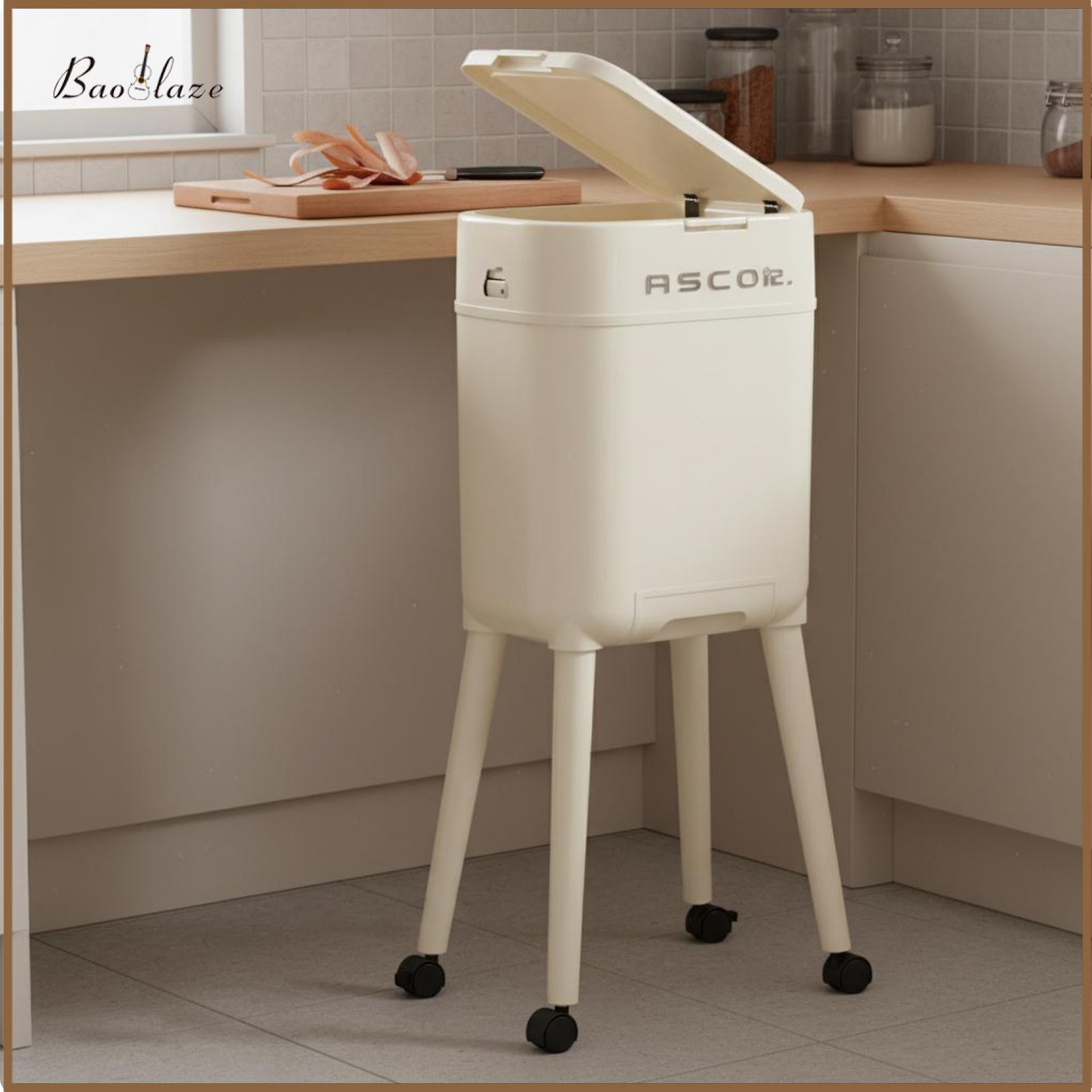Baoblaze Single-Press Press-to-Open Rolling Waste Bin with Lid Large Capacity Press-Top Kitchen Bin Double Barrel Design Household Supplies Built-in Bag Storage for Bathroom, Living Room ราคา 2,630 บาท*ส่งฟรี