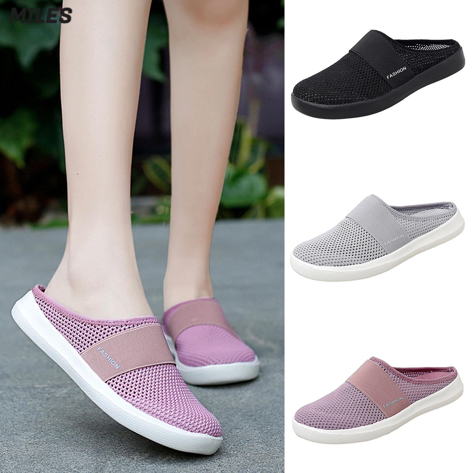 Casual Sneakers Lightweight Mules Breathable Mesh Mules for Women Slip-on Sneakers for Daily Wear in Asia