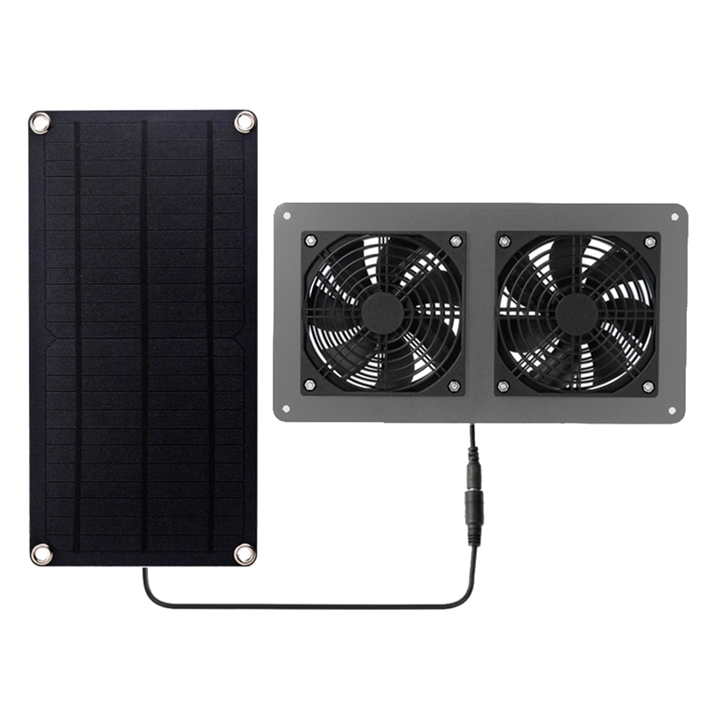 Air Extractor Ventilator Air Farm Fan Dual Fan Solar Panel Powered For Dog Chicken House Greenhouse RV