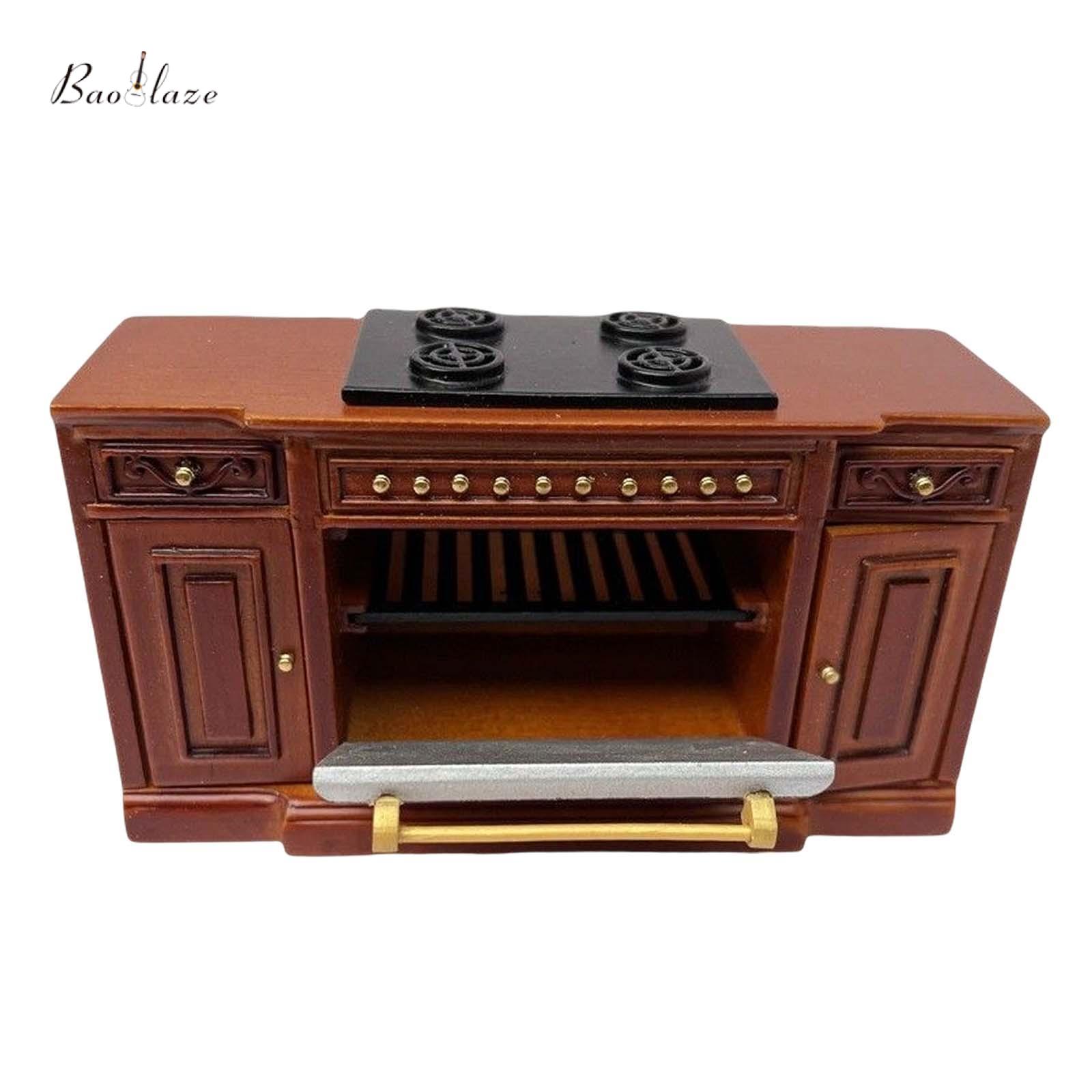 Baoblaze Dollhouse Wood Cooker Walnut Wood Cupboard Living Room Life Scene Dining Room Home Furniture Doll House Furniture for Decor ราคา 31,000 บาท*ส่งฟรี