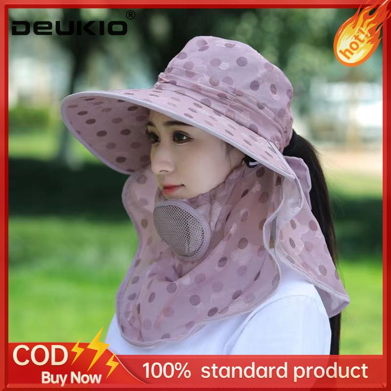 DEUKIOWomen's sunshade hat riding sunscreen UV hat ราคา 143 บาท*ส่งฟรี