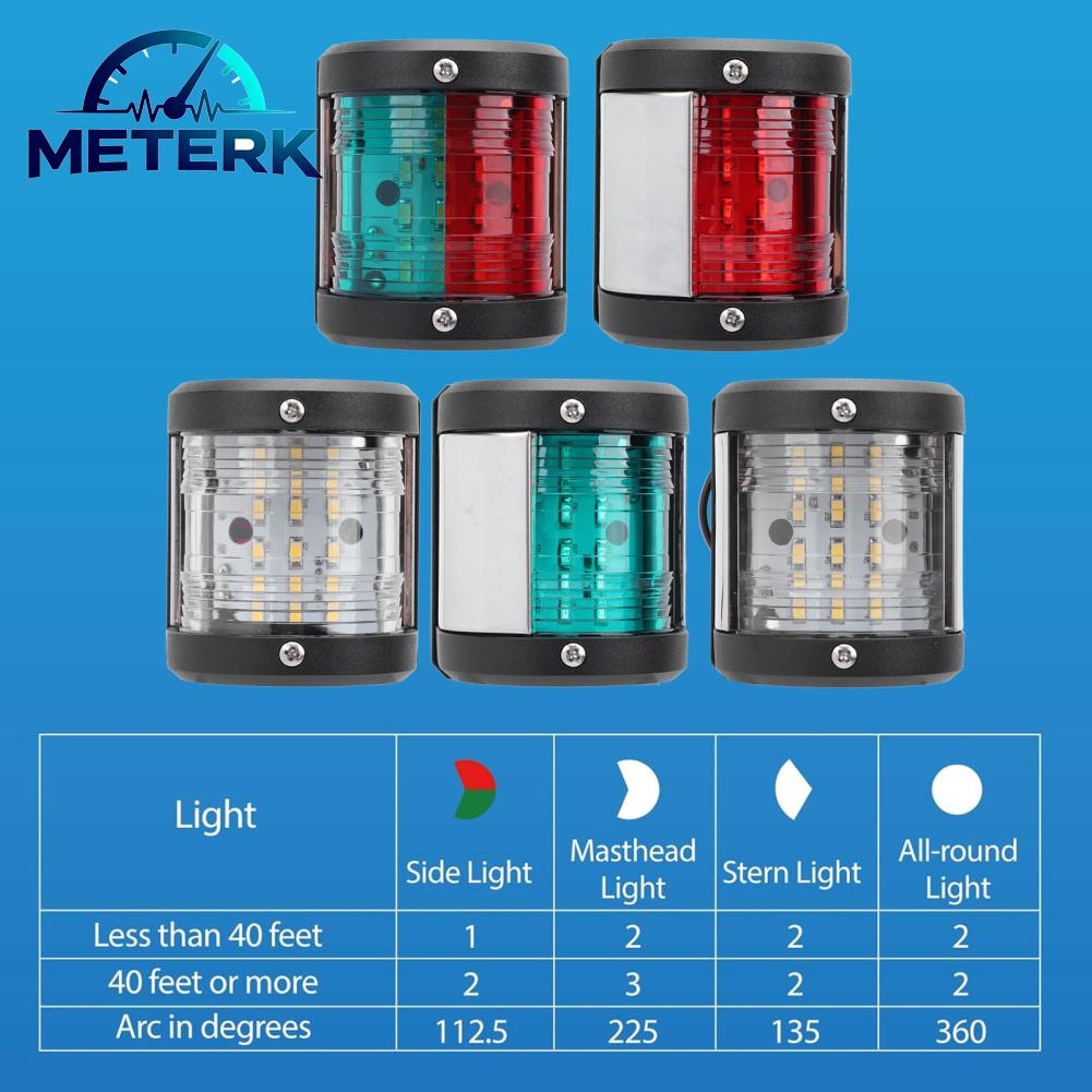 Meterk เรือชุดไฟ 12V-24V เรือนำทาง Weatherproof 5 ชิ้นสำหรับเรือ 12m ราคา 3,251 บาท*ส่งฟรี