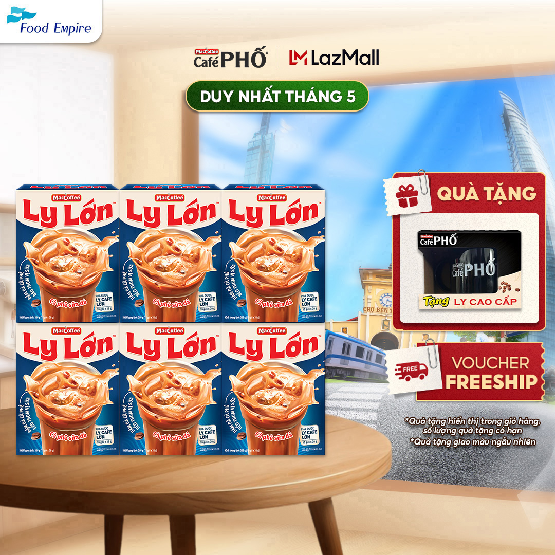 Combo 6 hộp Cà phê Ly Lớn - Maccoffee (hộp 10 gói x 26g)