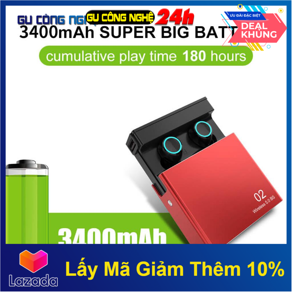 Tai nghe bluetooth không dây iskil bs02 - chống nước ipx6 - nghe 90h - tự động kết nối - cảm ứng chạm cao cấp -dc3638
