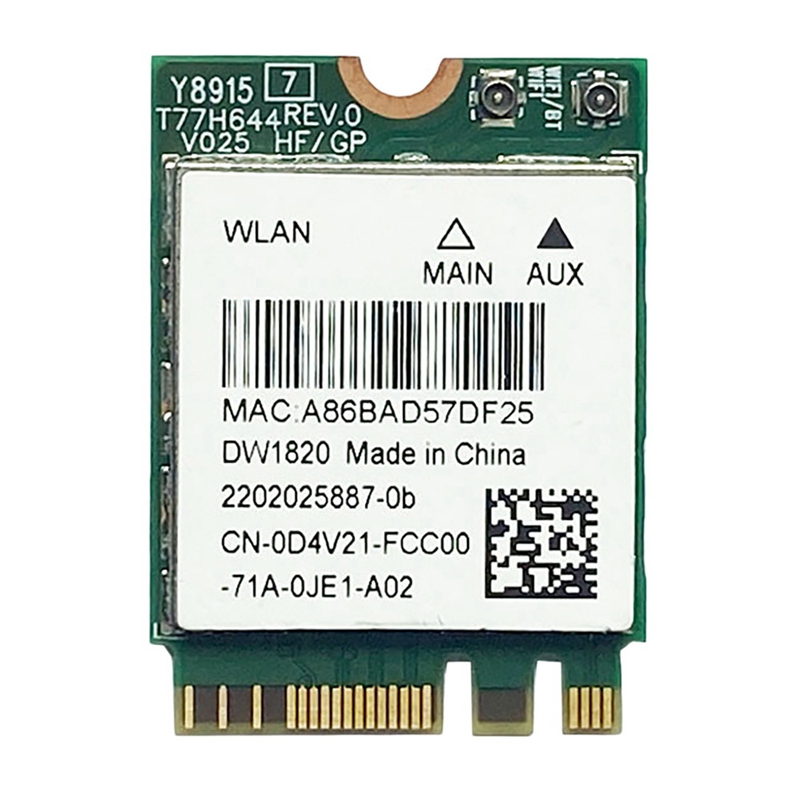 (KDEP) DW1820 QCNFA344A Wireless Network Card 2.4G+5G Dual-Band Gigabit Bluetooth 4.1 NGFF Network C