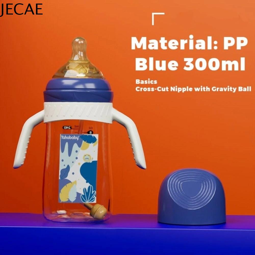 JECAE Núm vú silicone Bình sữa cho bé 300ml Cấp thực phẩm PP Bình sữa có tay cầm Chống rơi Trẻ sơ sinh Bình sữa cho bé Dụng cụ ăn uống