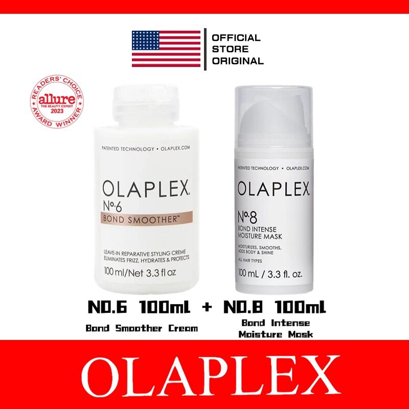 พร้อมส่ง✔️Original Olaplex NO.6 smoother shampoo 100ml+NO.8 moisture mask 100ml Hair care set ราคา 1,039 บาท*ส่งฟรี