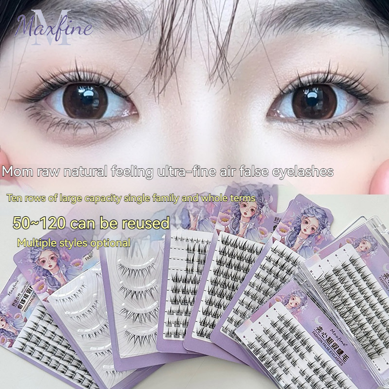 Maxfine Lông mi giả lười biếng Trilogy thấp hơn lông mi một mảnh duy nhất cụm lông mi tự nhiên quăn người mới bắt đầu lông mi giả có sẵn
