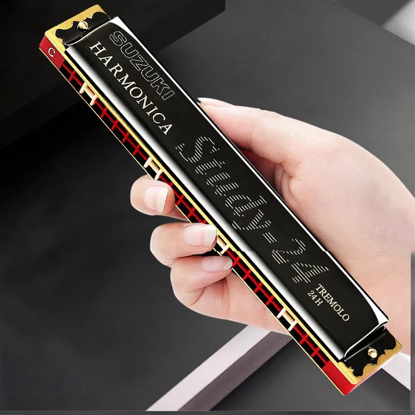 24 Kèn Harmonica Tremolo Suzuki kèn ác mô ni ca gaita Jew của đàn hạc với trường hợp nhạc cụ phím C Blues tổng hợp chuyên nghiệp