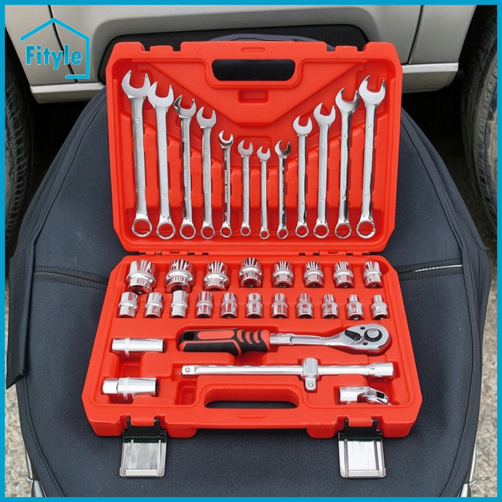 Fityle 72-Tooth Automotive Repair Tool Kit 1/2-Inch Socket Wrench Set with Case Mechanic Tool Kit with Case Heavy Duty for Car Owners ราคา 10,052 บาท*ส่งฟรี