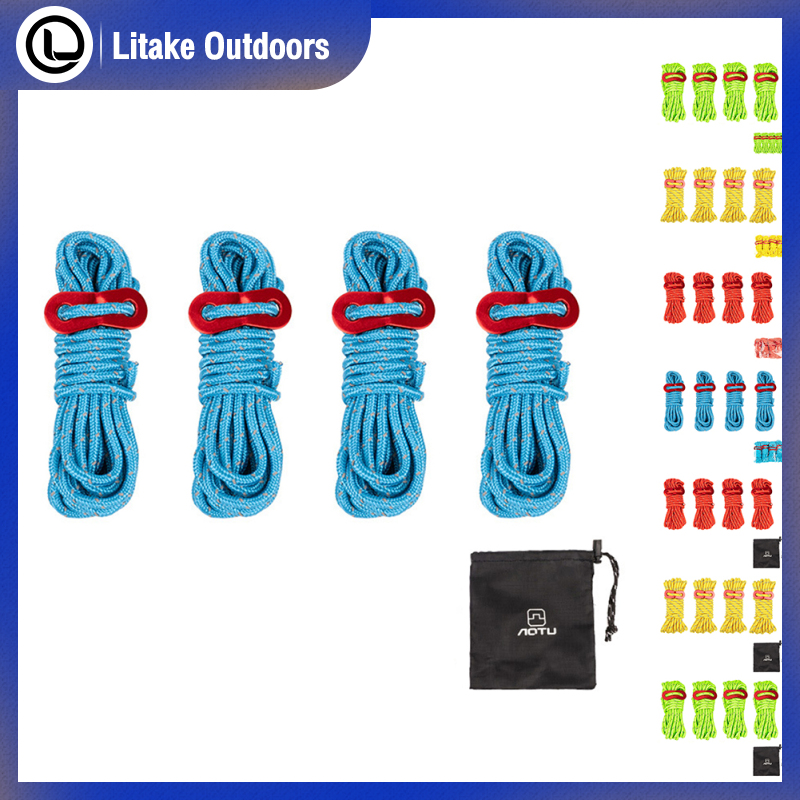 4mm Outdoor Reflective Rope Length 4m Umbrella-Rope Tent Fixed Rope Parachute-Cord Adjustment Buckle Windproof Rope ราคา 95 บาท*ส่งฟรี