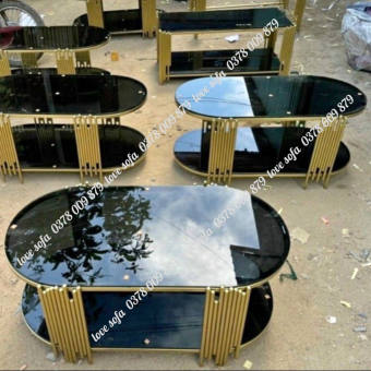 Bàn trà 2 tầng mặt kính, bàn sofa ovan 2 mặt kính cường lực chống va đập chống va đập chống va đập - bh 1 năm
