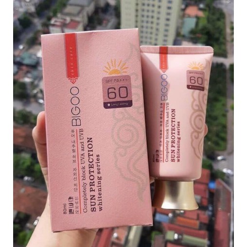  Kem Nền Chống Nắng BIGOO Sun Protection SPF60 Hàn Quốc 80ml 