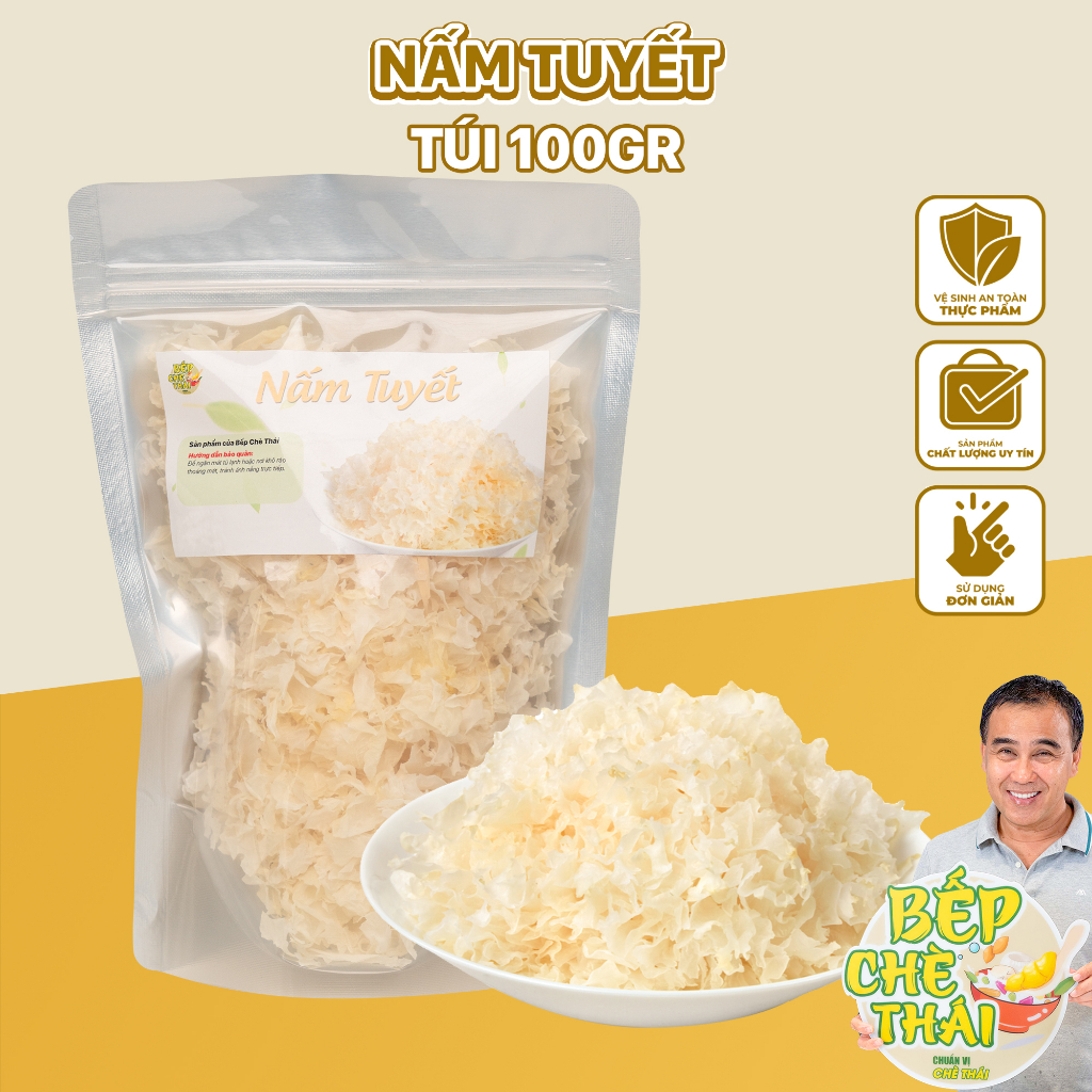 Nấm tuyết khô - ngân nhĩ sấy - nguyên liệu làm chè dưỡng nhan - túi 100gr - Bếp Chè Thái