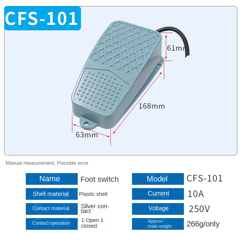 [CFS-1m] CFS/101-Vỏ Nhựa - 1 Mét | Tùy chọn khác: Công Tắc Bàn Đạp CNDT | CFS/1-Vỏ Sắt, CFS/01-Vỏ Nhựa, CFS/201-Vỏ Nhựa, Cfs/2-Vỏ Nhôm, CFS/101-Vỏ Nhựa 10A | Điều Khiển Máy Dập