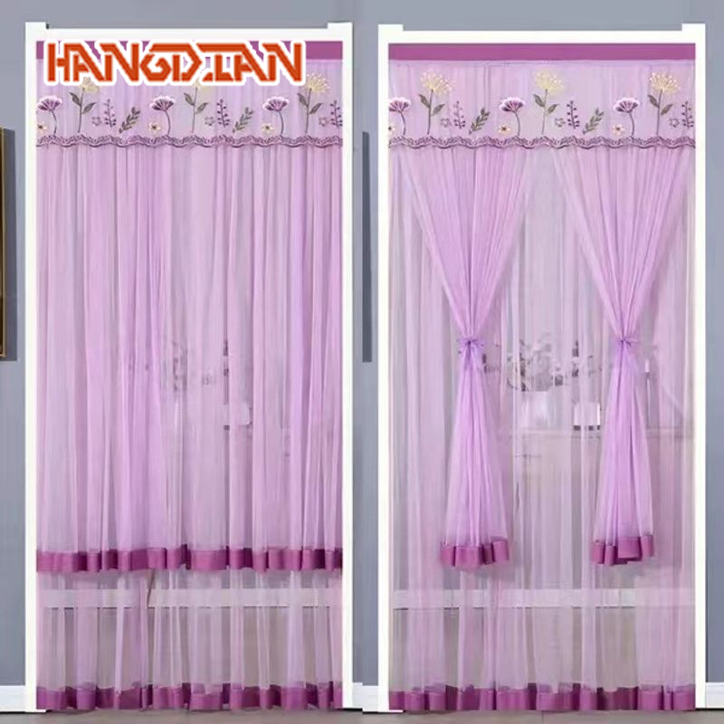 HANGDIAN Rèm cửa chống muỗi duy nhất sợi rèm cửa ren thêu đấm miễn phí Rèm gai dính rèm ngăn rèm cửa phòng ngủ Rèm Cửa Rèm mới