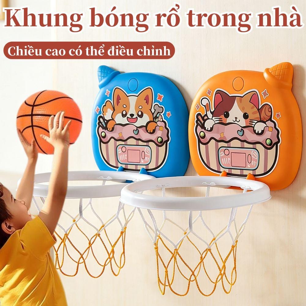 rổ treo tường em trẻ không cần khoan màn hình điểm thiết kế hoạt hình phụ kiện đầy đủ gấp gọn vui chơi tại nhà