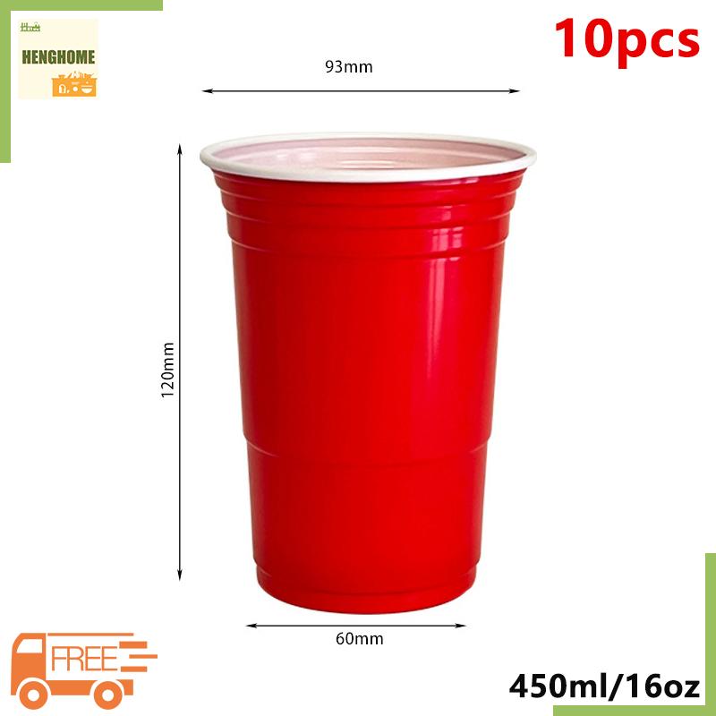 HENGHOME 10PCS 450ml Colorful Disposable Plastic Cup Beer Pong Cup Redcups Cup For Graduation Party 