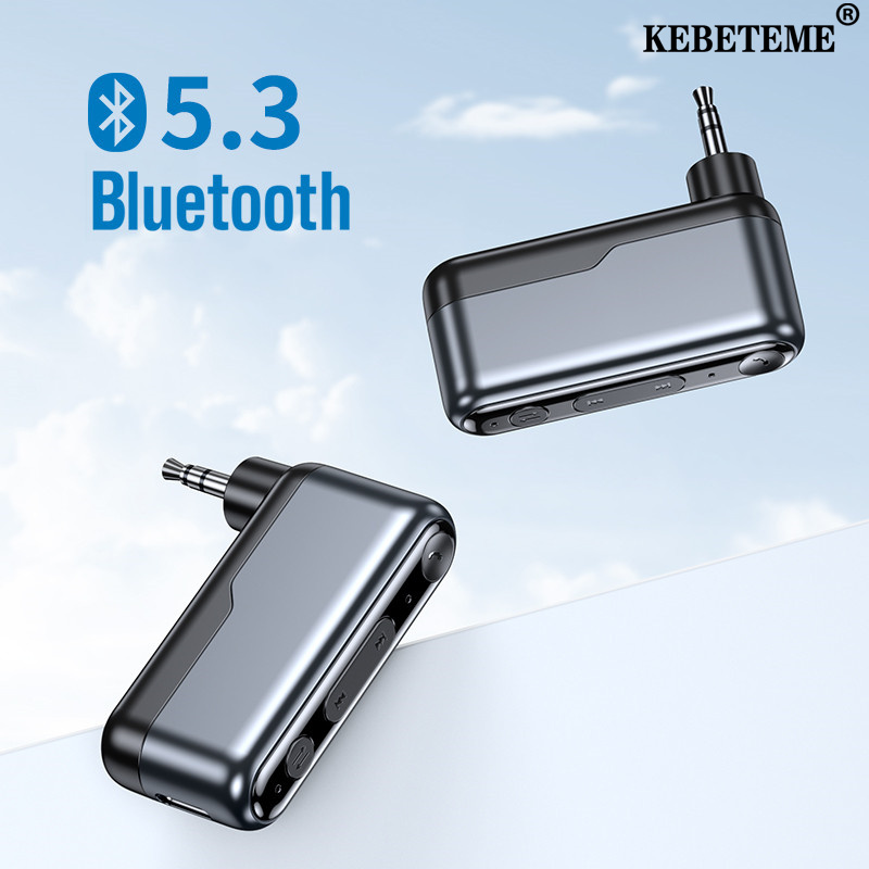 Kebeteme bluetooth 5.3 Bộ thu không dây 3.5 mét aux âm thanh stereo Adapter gọi rảnh tay Đối với xe