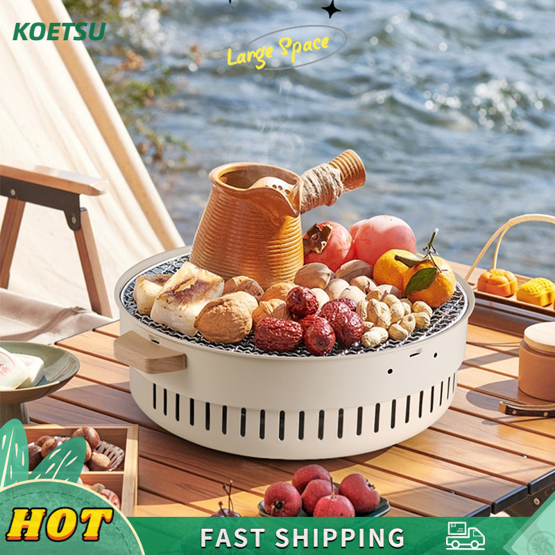 KOETSUCOD Bếp nướng than bếp trà cắm trại ngoài trời nhỏ nướng thịt nướng bếp sưởi ấm không khói đa chức năng gia đình