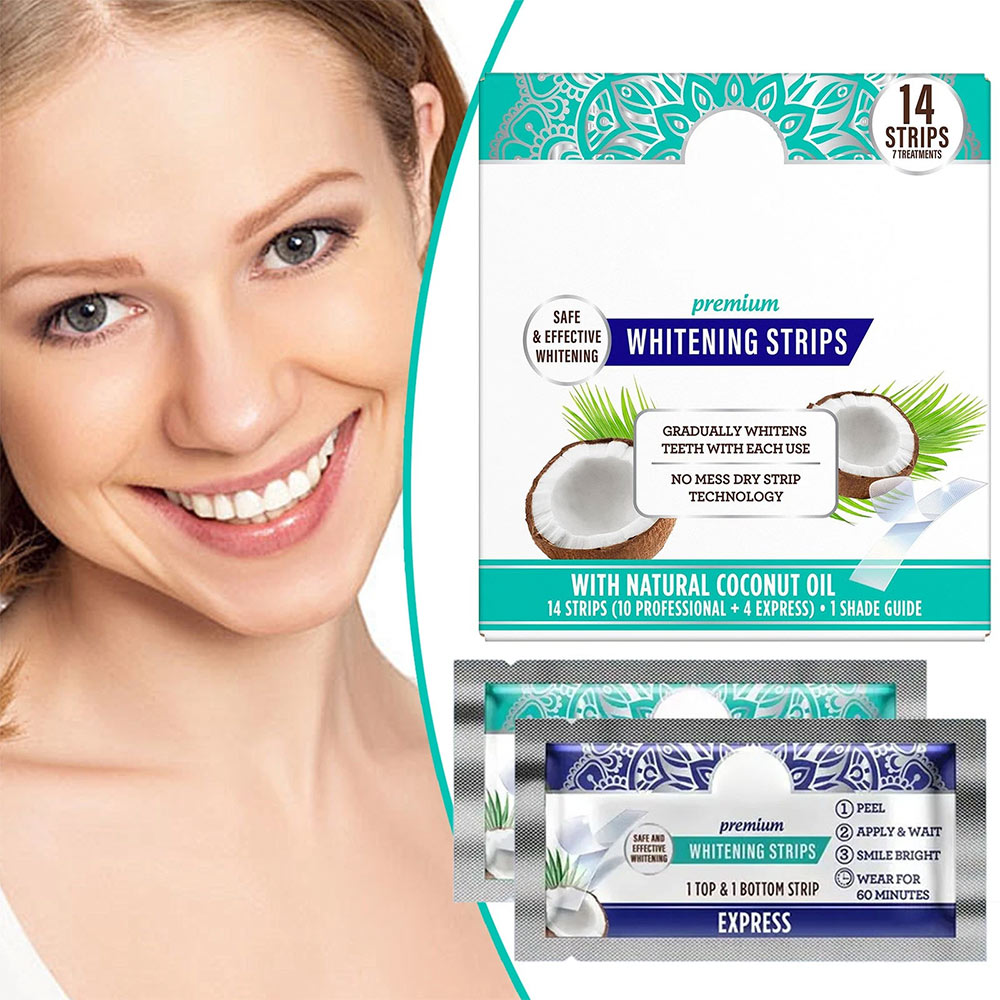 Guru-Nanda Teeth Strips With Coconut Oil-14 Enamel Safe Strips Effective Brightening
