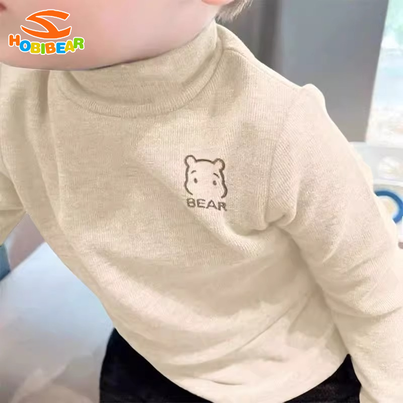 Hobibear bé trai và bé gái mới cổ cao vừa ấm Tay áo dài áo phông áo bé mùa thu và mùa đông chạm đáy