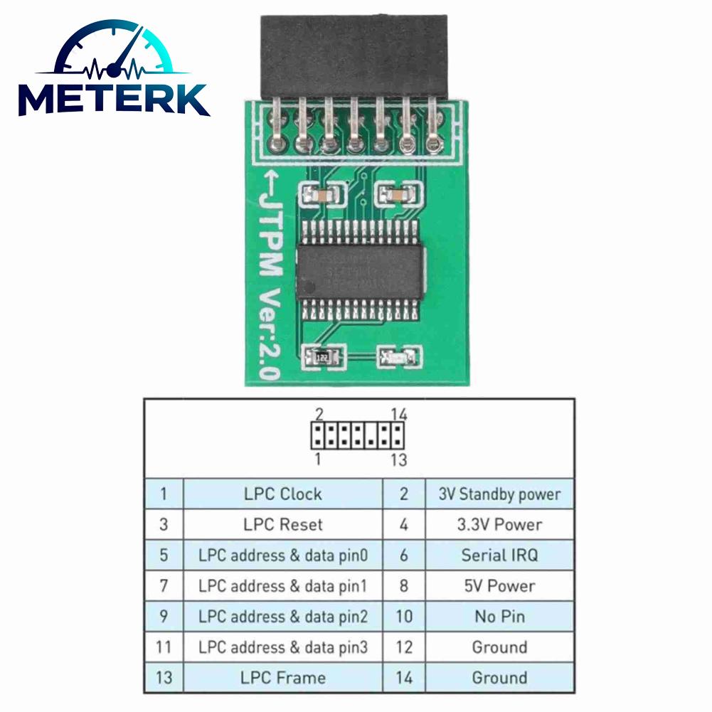 Meterk Mô-đun bảo mật TPM Solinder 14 chân Giao diện LPC Bảng mô-đun mã hóa mạnh cho màu xanh lá cây Kích thước nhỏ Khả năng tương thích rộng Được sử dụng cho PC với Z590 B560 H510 Z490 B460 Giá 134,000 Đồng*Miễn phí vận chuyển