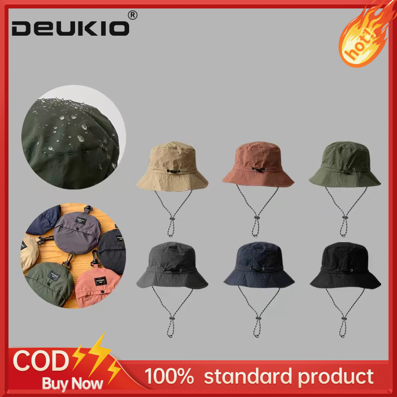 DEUKIO Waterproof bucket hat retractable hat quick-drying outdoor hiking cap ราคา 149 บาท*ส่งฟรี
