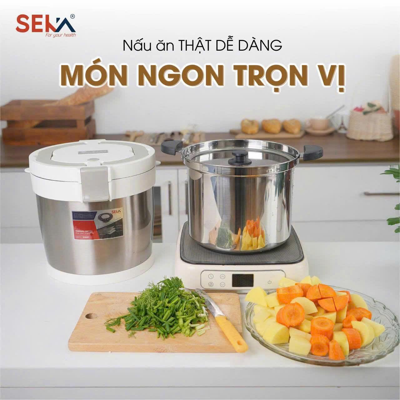 Nồi ủ chân không Seka 7L giữ nóng lâu, giữ trọn dinh dưỡng, tiết kiệm điện gas Bảo hành 2 năm