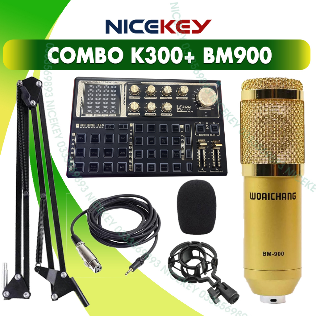 Full Combo Sound Card K300 Autotune Và Micro Thu Âm Bm900 Là Bộ Thu Chuyên Nghiệp, Livestream Chuyên Nghiệp, Chuẩn Phòng Thu, Livestream Bigo , Facebook , Tiktok, Pin Sử Dụng Từ 8 – 10h, Hỗ Trợ Lắp Đặt Tại Nhà, Bảo Hành 1 Năm.