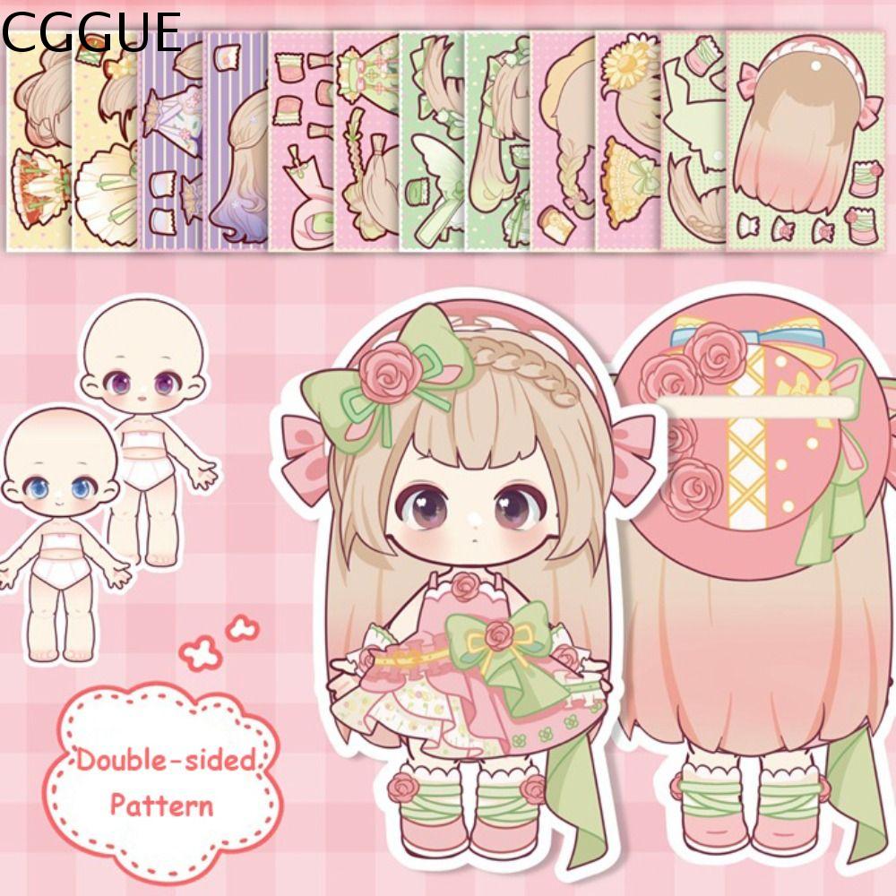 CGGUE Thủ công Đồ chơi con rối giấy tự làm Montessori Sách hoạt động Anime Búp Bê Giấy ăn mặc 3D Sác
