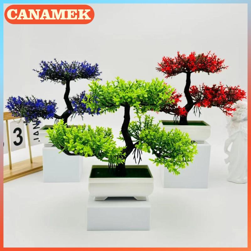 CANAMEK ต้นไม้กระถางบอนไซประดับบ้านต้นไม้ประดิษฐ์ต้นสนสามแฉก ราคา 46 บาท*ส่งฟรี