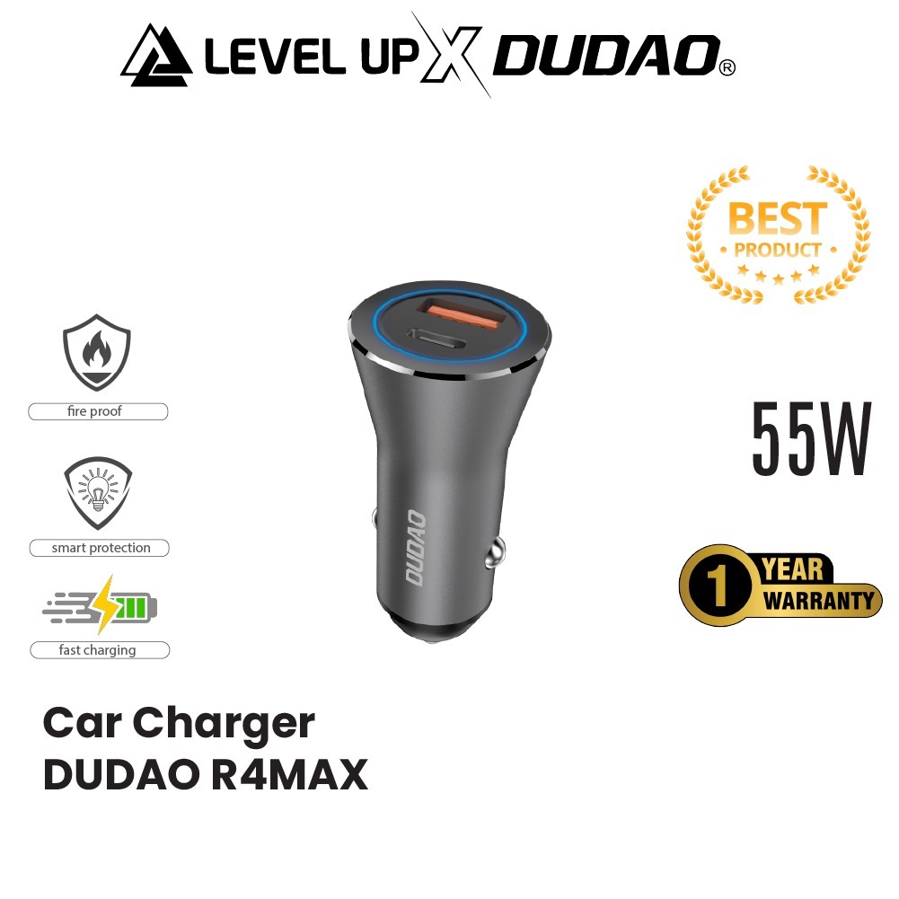 LEVEL UP x DUDAO Car Charger Dual Port 55 Watt R4MAX Fast Charging Harga 88,000 rupiah*Gratis Ongkir