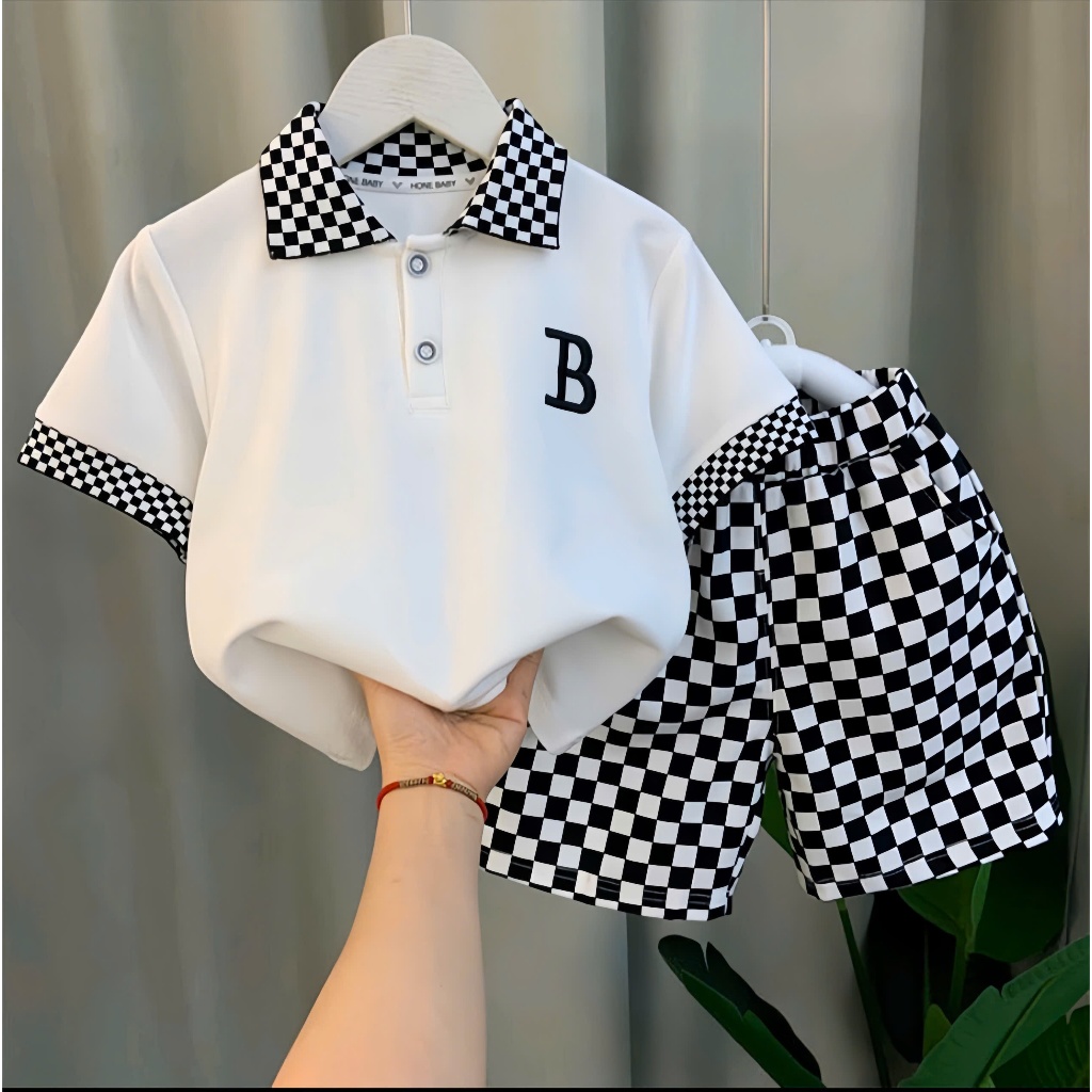  Bộ Quần Áo Polo Cho Bé Trai Chất Vải Poly Cao Cấp Phong Cách Tay Ngắn + Quần Short Mùa Hè,Sét Đồ Bé Trai Đủ Size 8-36Kg 
