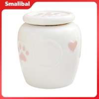 Pet Ash Container Small Pet Urn Ceramic Pet Urn with Lid – Sealed Moisture-proof Memorial Ash Container for Dogs Cats Cute Pink Paw Print Heart Design Durable Keepsake for Pet Cremation