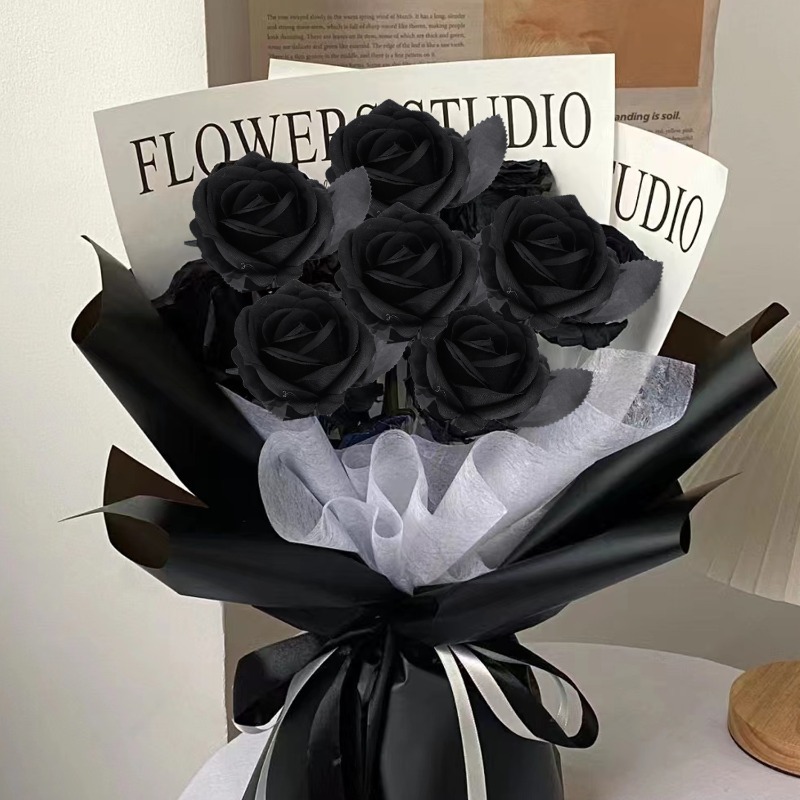 24Pcs DIY Simulated Roses Flower Branch Artificial Flowers Blue Black Roses Realistic Fake Rose for Valentine's Day Mother Day Wedding Birthday Home Decoration ราคา  89 บาท*ส่งฟรี