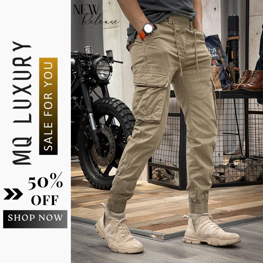 Quần Jogger Kaki - JG 3 Quần Jogger Kaki Túi Hộp Nam, Chất Vải Kaki Cotton Co Giãn MQ LUXURY 68