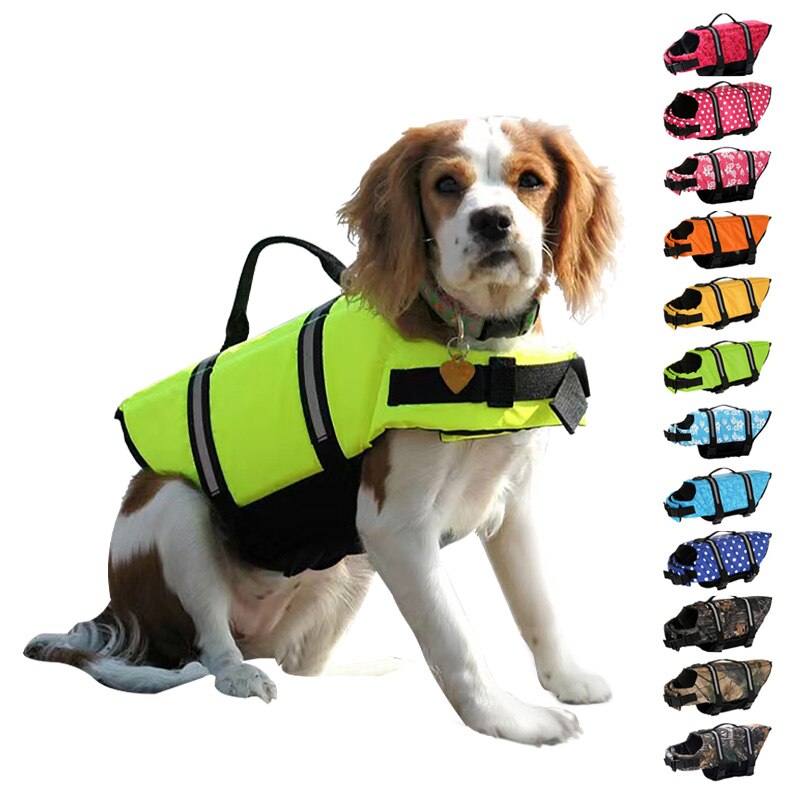 Daiseanuo Áo phao cho chó có thể điều chỉnh vật nuôi áo bơi quần áo chèo thuyền con chó con nổi pfd cho chó lớn nhỏ