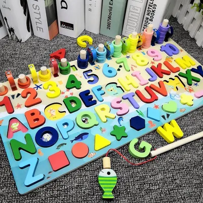 Kids Early Learning Number and Alphabet Matching Toys Montessori Wooden Toy for Preschool Children