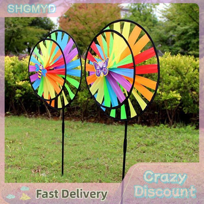 Shgmyd Colorful Heart Double Layer Colorful Wheel Windmill Wind Spinner Kids Toy Garden Yard Decoration ราคา 50 บาท*ส่งฟรี