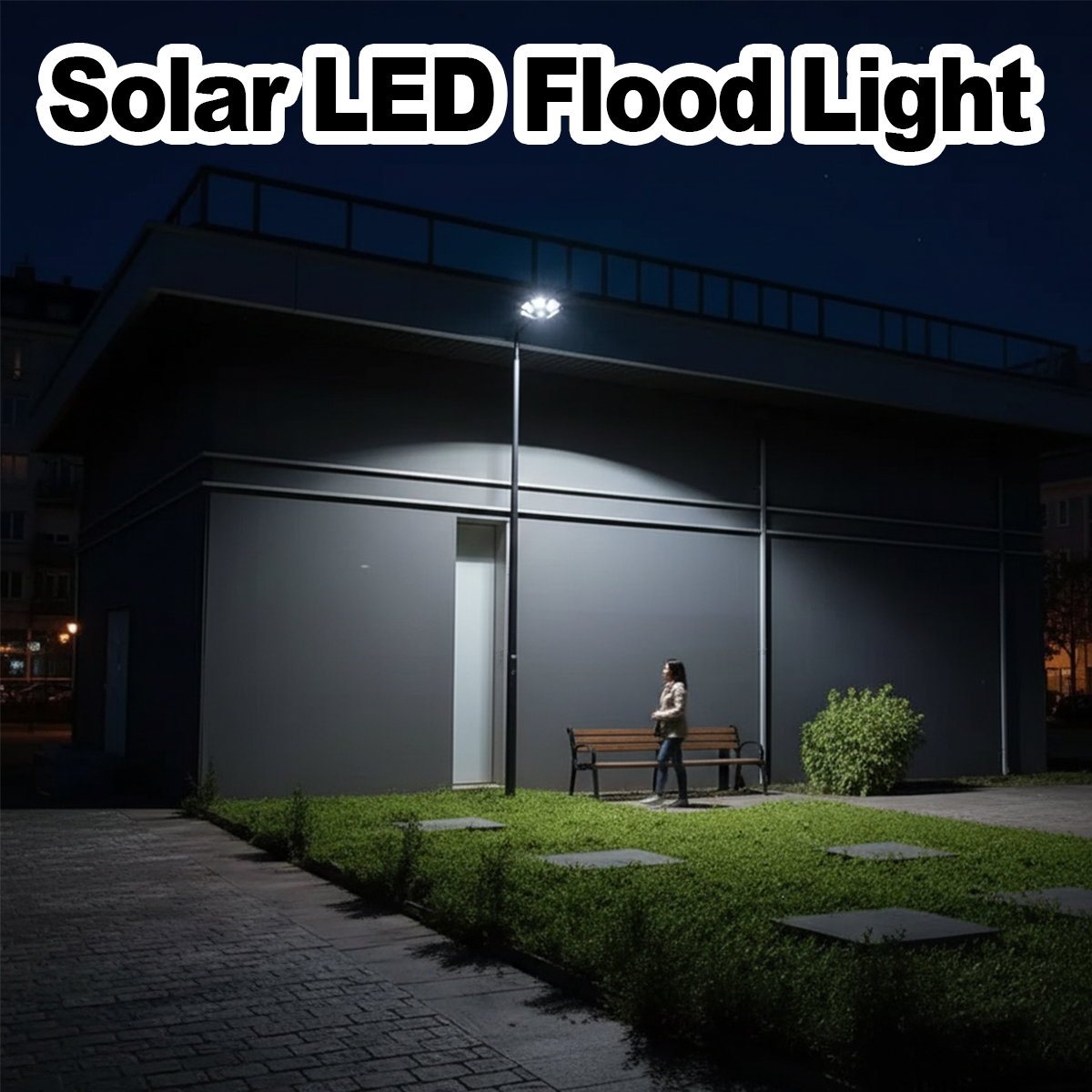 Solar Lights Outdoor Motion Sensor Lamp Adjustable Light Remote Control Security Wall With White Yard Powered Flood Detector Fence Garden Pool Waterproof For Outside Street Around